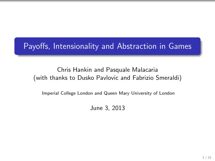 payoffs intensionality and abstraction in games
