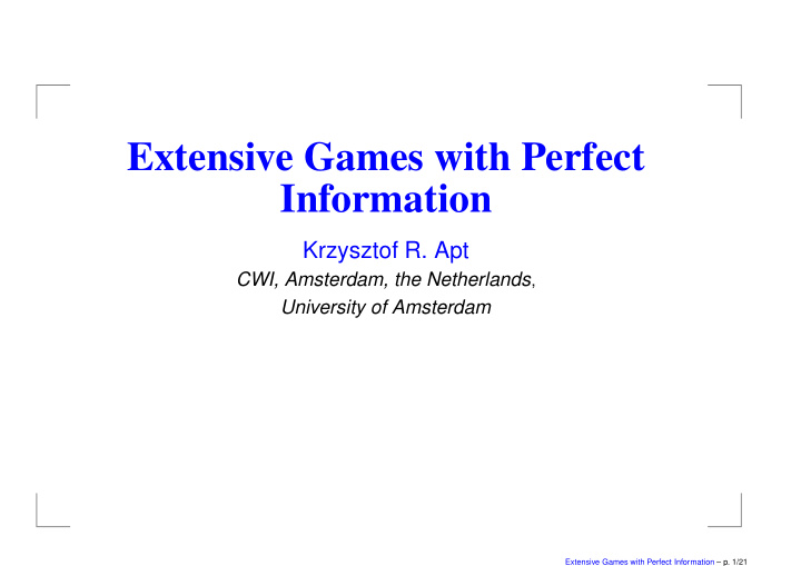 extensive games with perfect information