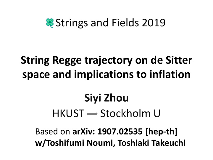 string regge trajectory on de sitter