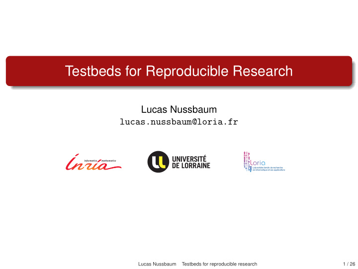 testbeds for reproducible research