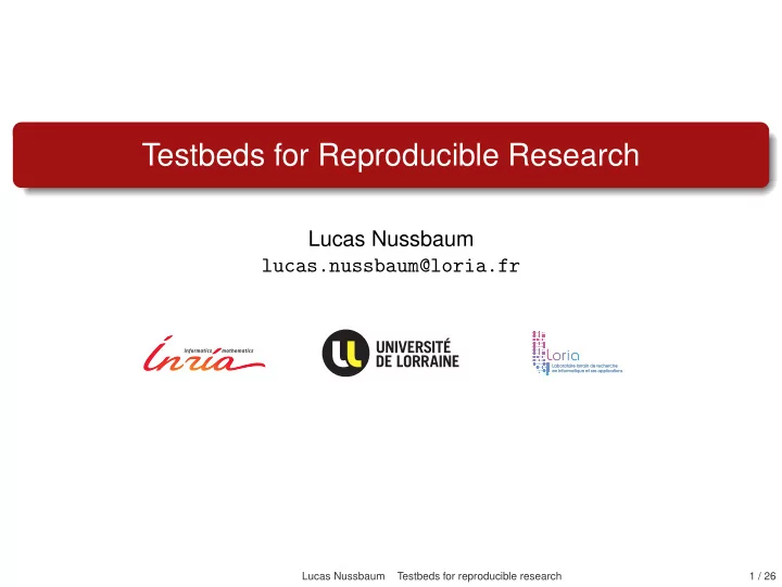 testbeds for reproducible research