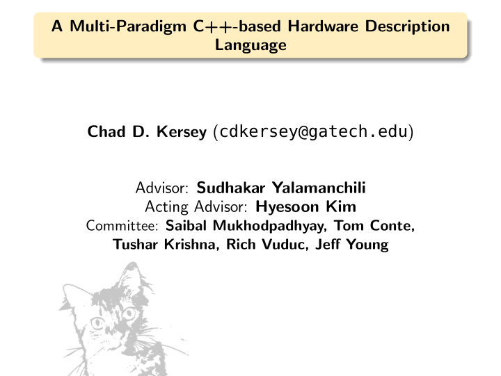 a multi paradigm c based hardware description language