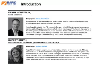 Introduction  Kevin has over 20 years experience of working within financial markets technology