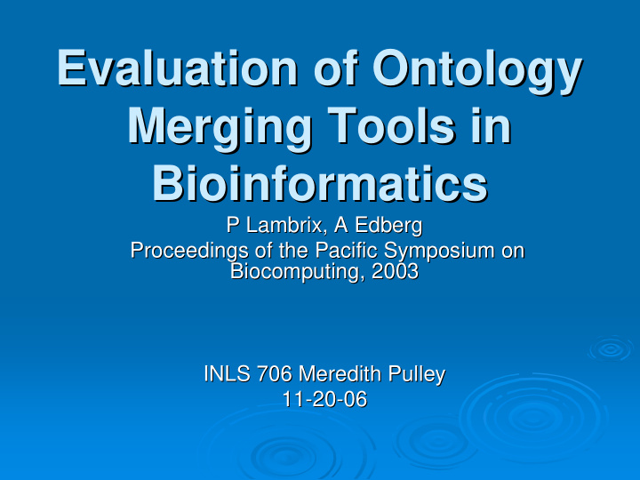 evaluation of ontology evaluation of ontology merging