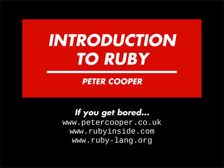 introduction to ruby