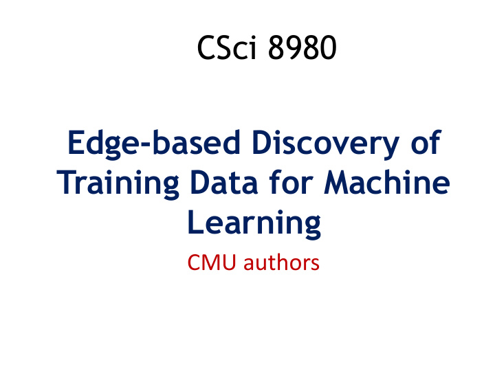 edge based discovery of