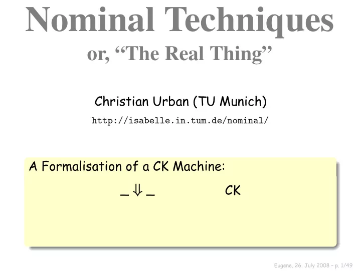 nominal techniques
