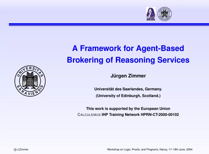 a framework for agent based brokering of reasoning