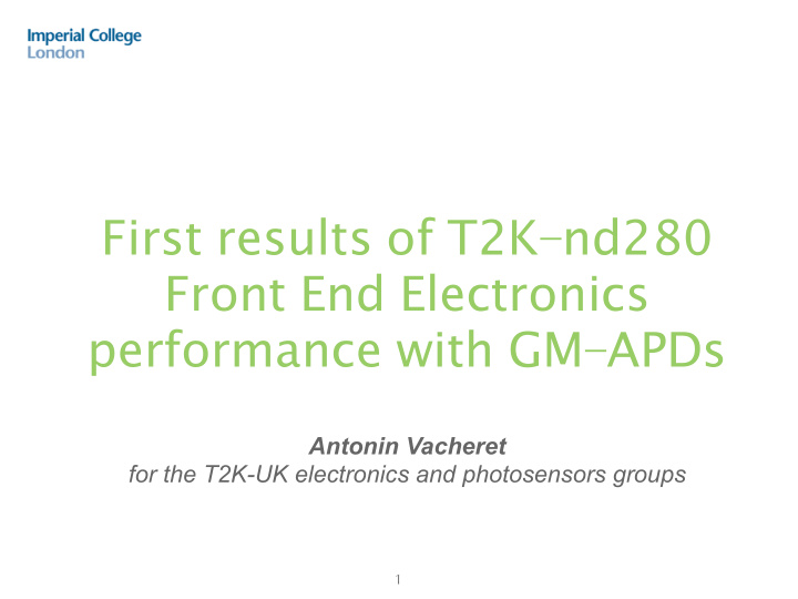 first results of t2k nd280 front end electronics
