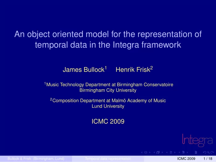 an object oriented model for the representation of