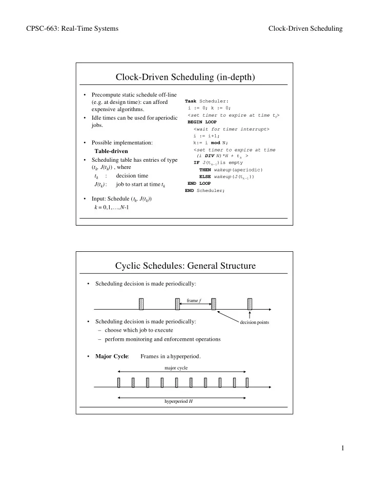 clock driven scheduling in depth