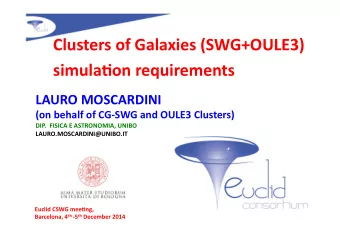 Clusters of Galaxies (SWG+OULE3)  simulaLon requirements  LAURO MOSCARDINI (on behalf of CGSWG