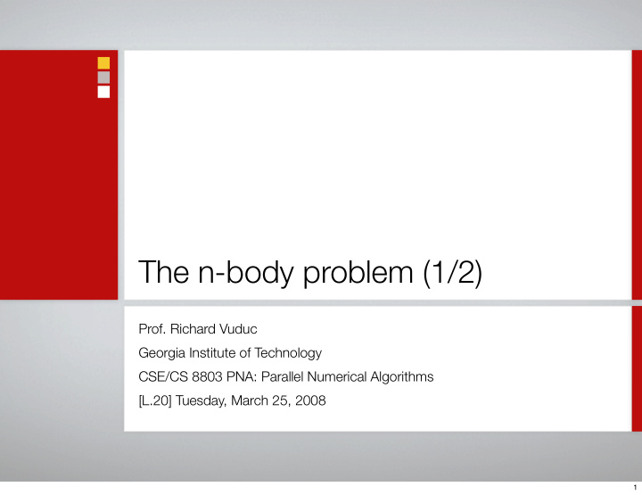 the n body problem 1 2