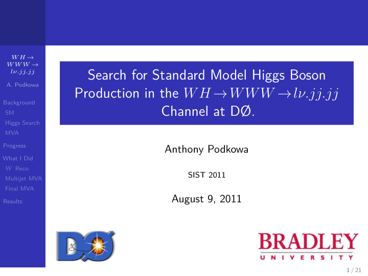 search for standard model higgs boson