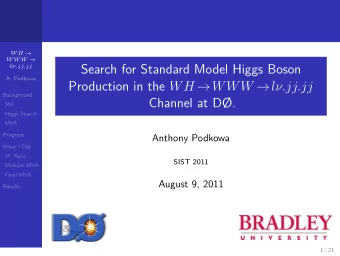 Search for Standard Model Higgs Boson  l.jj.jj  A. Podkowa Production in the WH  WWW