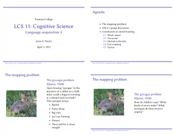 LCS 11: Cognitive Science  GQ 4.1 group discussion  Language acquisition 3  Constraints on word