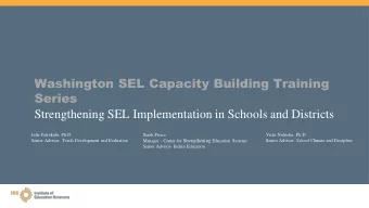 Washington SEL Capacity Building Training  Series  Strengthening SEL Implementation in Schools and