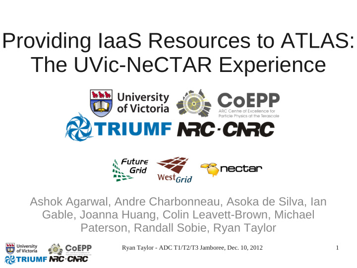 providing iaas resources to atlas the uvic nectar