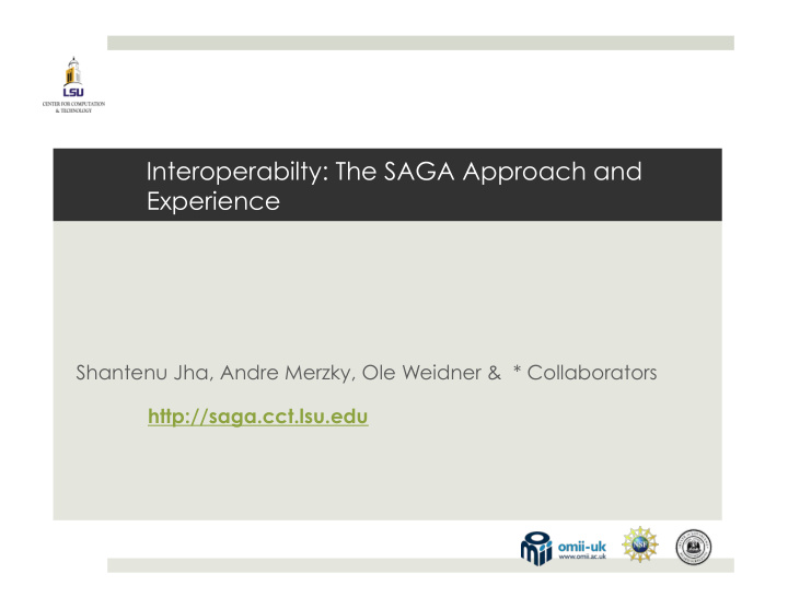 interoperabilty the saga approach and experience