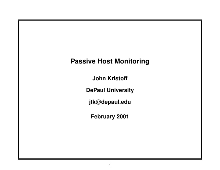 passive host monitoring