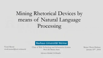 means of Natural Language  Processing  Viorel Morari  Chair of Web Technology and Information
