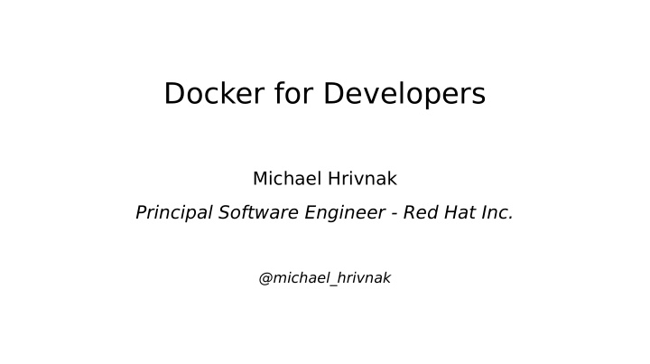 docker for developers