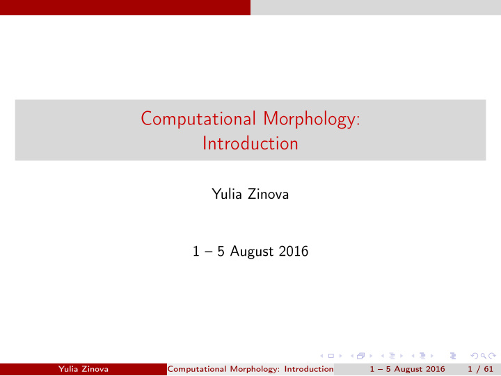 computational morphology introduction