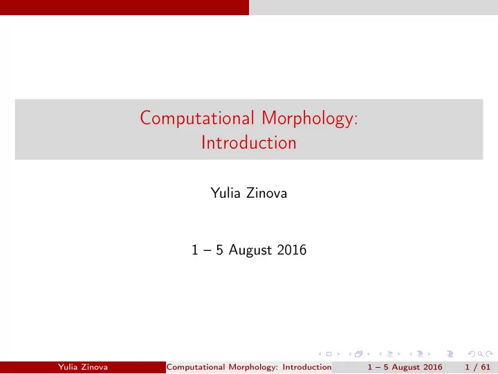computational morphology introduction