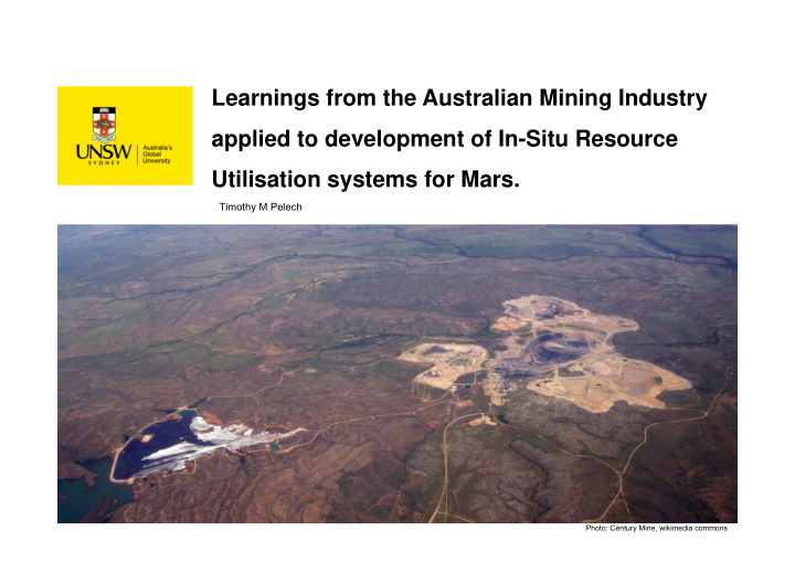 learnings from the australian mining industry applied to