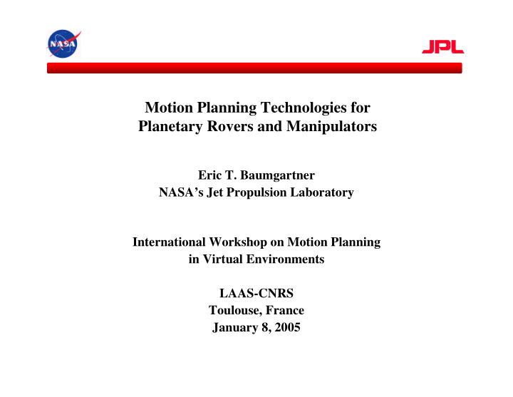 motion planning technologies for planetary rovers and