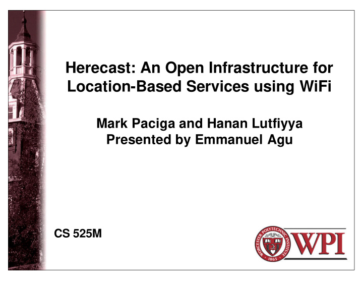 herecast an open infrastructure for location based