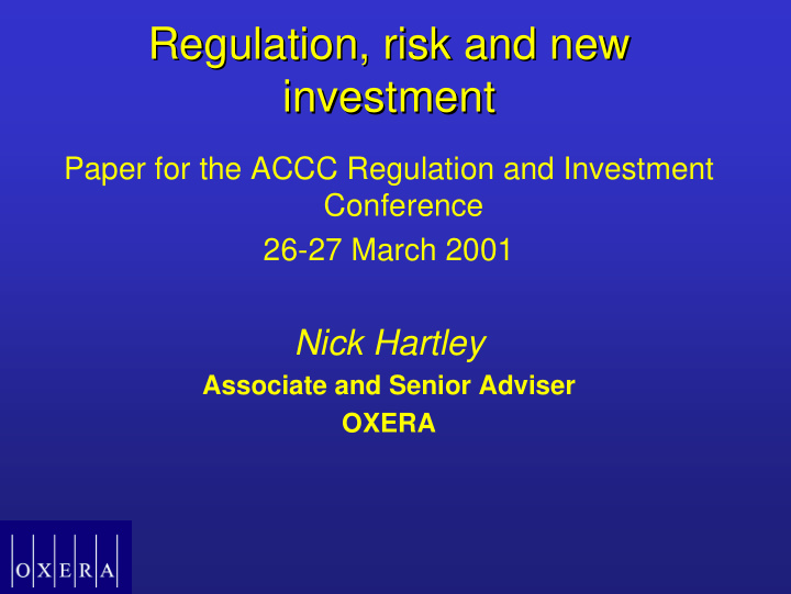 regulation risk and new regulation risk and new