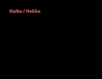 Haiku / Hokku 11.01.11 || English 1302: Composition II  || D. Glen Smith, instructor  Richard
