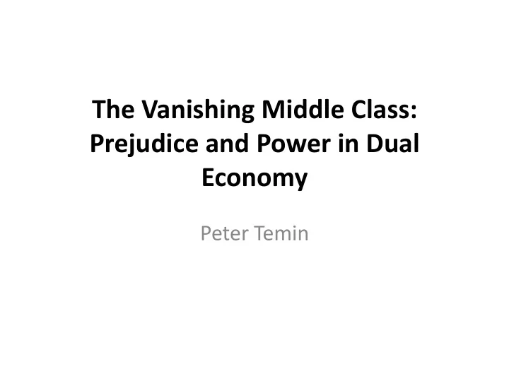 the vanishing middle class