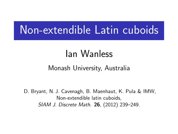 non extendible latin cuboids