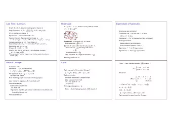 Last Time: Summary.  Hypercube  Eigenvalues of hypercube. V = { 0 , 1 } d ( x , y )  E when x