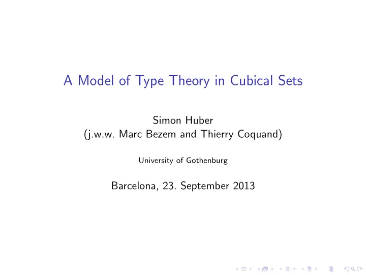 a model of type theory in cubical sets