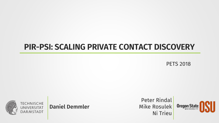 pir psi scaling private contact discovery