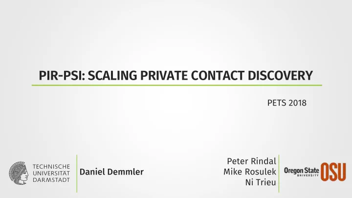 pir psi scaling private contact discovery