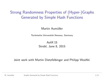 Strong Randomness Properties of (Hyper-)Graphs  Generated by Simple Hash Functions  Martin Aum