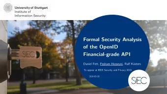 F  o  r  ma  l  S  e  c  u  r  i  t  y  A  n  a  l  y  s  i  s  o  f  t  h  e  O  p  e  n  I  D  F