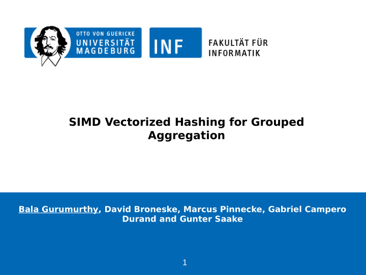 simd vectorized hashing for grouped aggregation