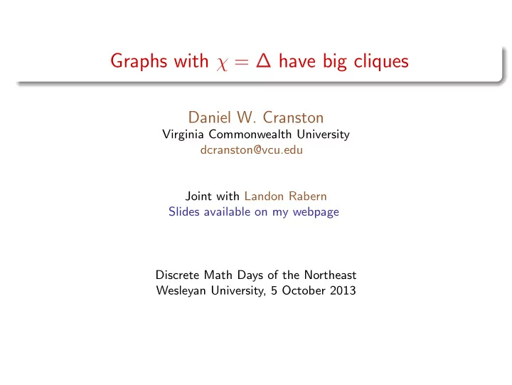 graphs with have big cliques