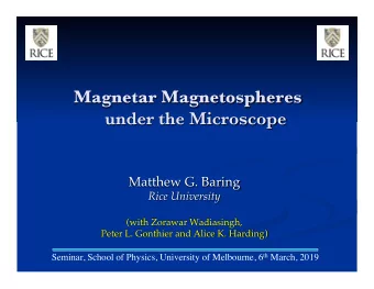 Seminar, School of Physics, University of Melbourne, 6 th March, 2019 Isolated Pulsar P-Pdot