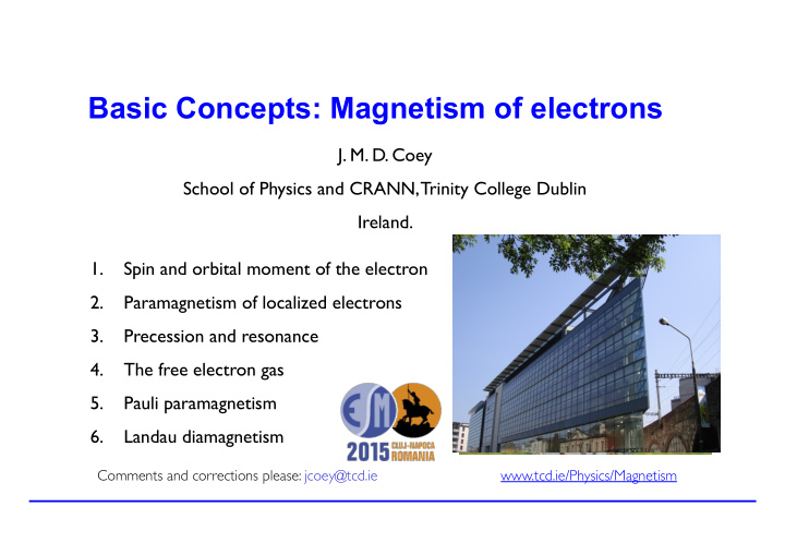 basic concepts magnetism of electrons