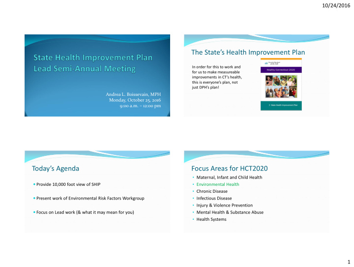 the state s health improvement plan