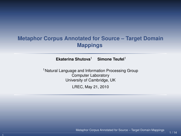 metaphor corpus annotated for source target domain