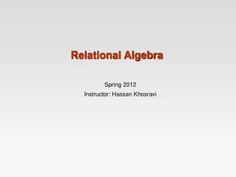 Relational Algebra  Spring 2012  Instructor: Hassan Khosravi  Querying relational databases