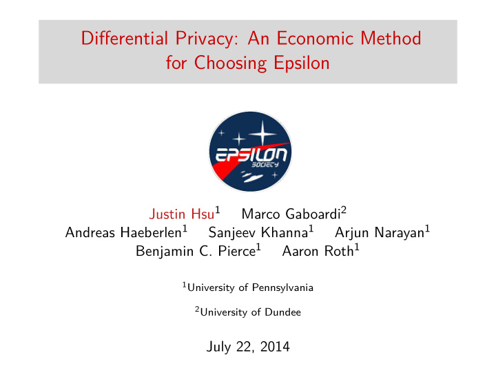 differential privacy an economic method for choosing