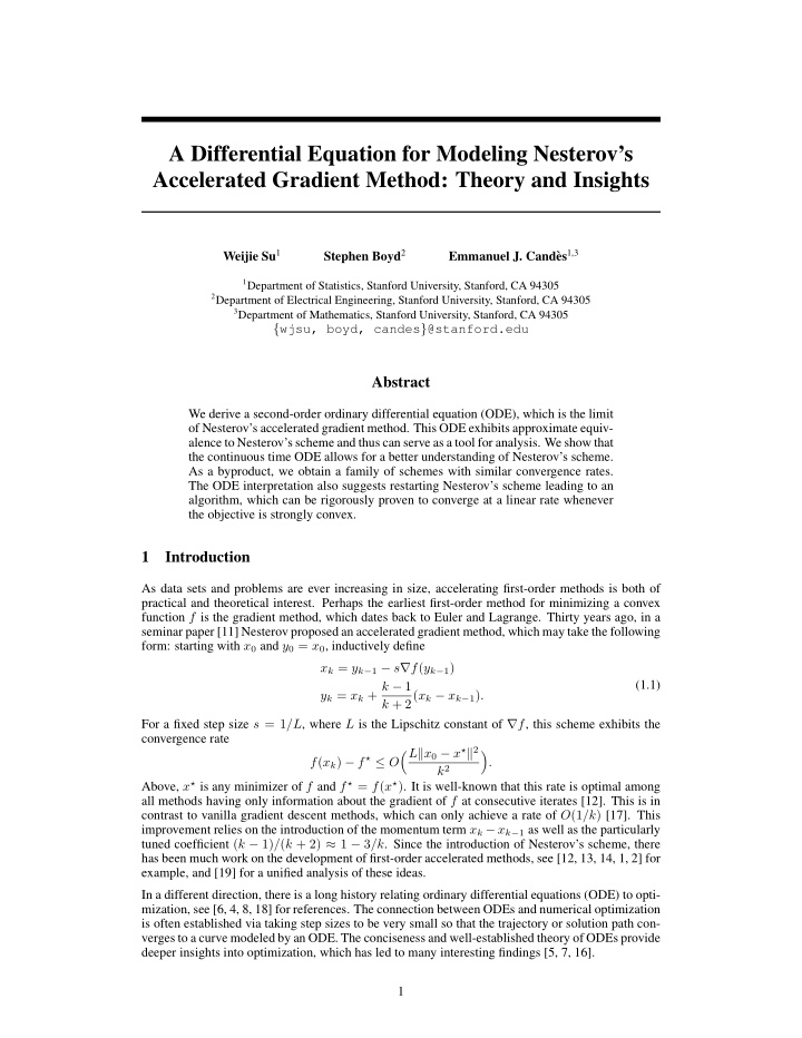 a differential equation for modeling nesterov s